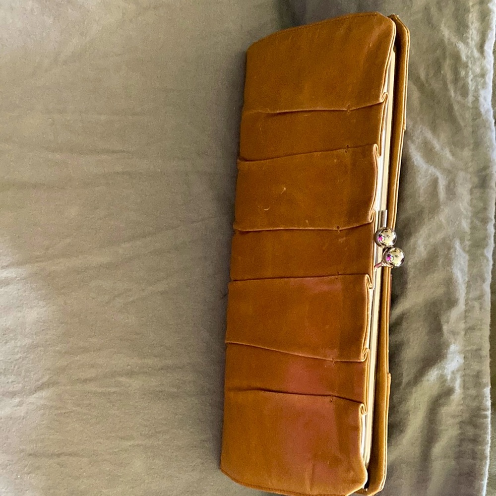 Brown HOBO clutch 12.5 in by 6 in long